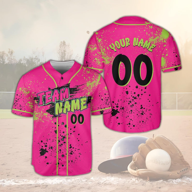 Custom Animals Baseball Jersey, Personalized Name And Number Party Baseball Jersey, Matching Paint Splatter Jersey, Monkey Team Gift baseball jersey product view 4