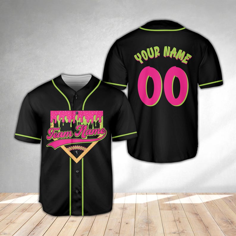 Animals Baseball Jersey, Monkey Team Custom Name And Number Baseball Jersey, Pink And Black Paint Splatter Jersey, Team Party Uniform baseball jersey product view 5