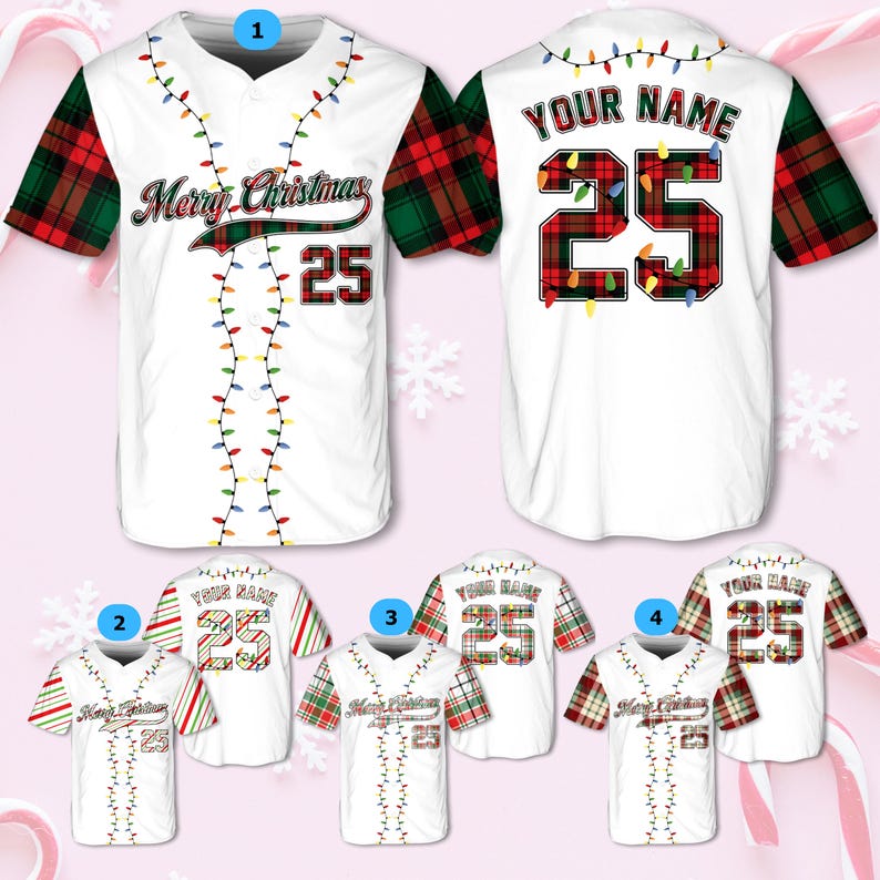 Christmas Jersey Personalized Jersey Merry Christmas Shirt Baseball Christmas Family Xmas Shirt Custom Baseball Shirt Holiday Jersey baseball jersey product view 1