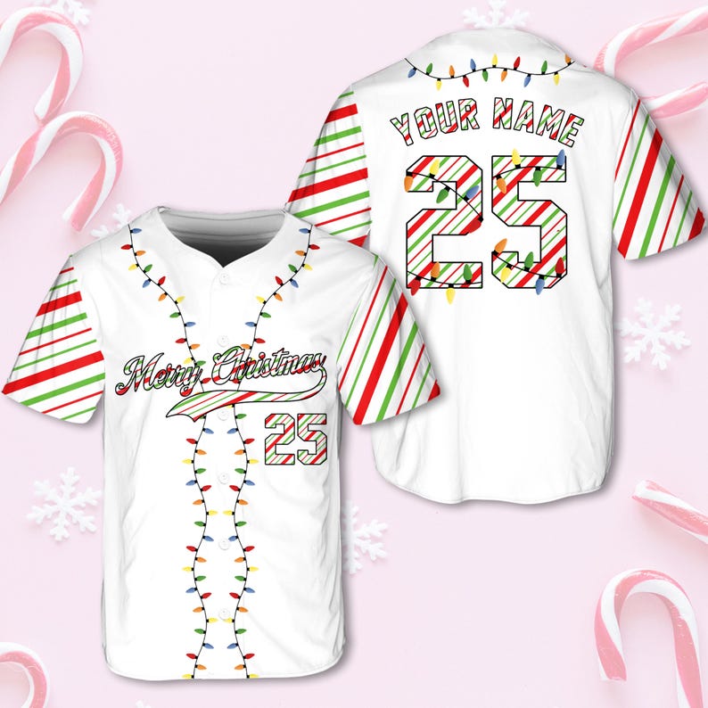 Christmas Jersey Personalized Jersey Merry Christmas Shirt Baseball Christmas Family Xmas Shirt Custom Baseball Shirt Holiday Jersey baseball jersey product view 5