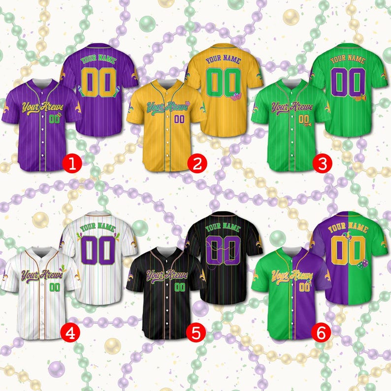Custom Festival Baseball Jersey Personalized Your Krewe, Name & Number Holiday Team Jersey, Family Matching Men Women Youth Kids baseball jersey product view 1