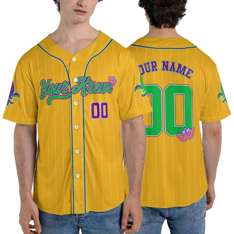 Custom Festival Baseball Jersey Personalized Your Krewe, Name & Number Holiday Team Jersey, Family Matching Men Women Youth Kids baseball jersey product view 5