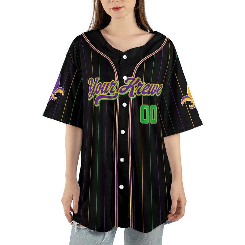 Custom Festival Baseball Jersey Personalized Your Krewe, Name & Number Holiday Team Jersey, Family Matching Men Women Youth Kids baseball jersey product view 3
