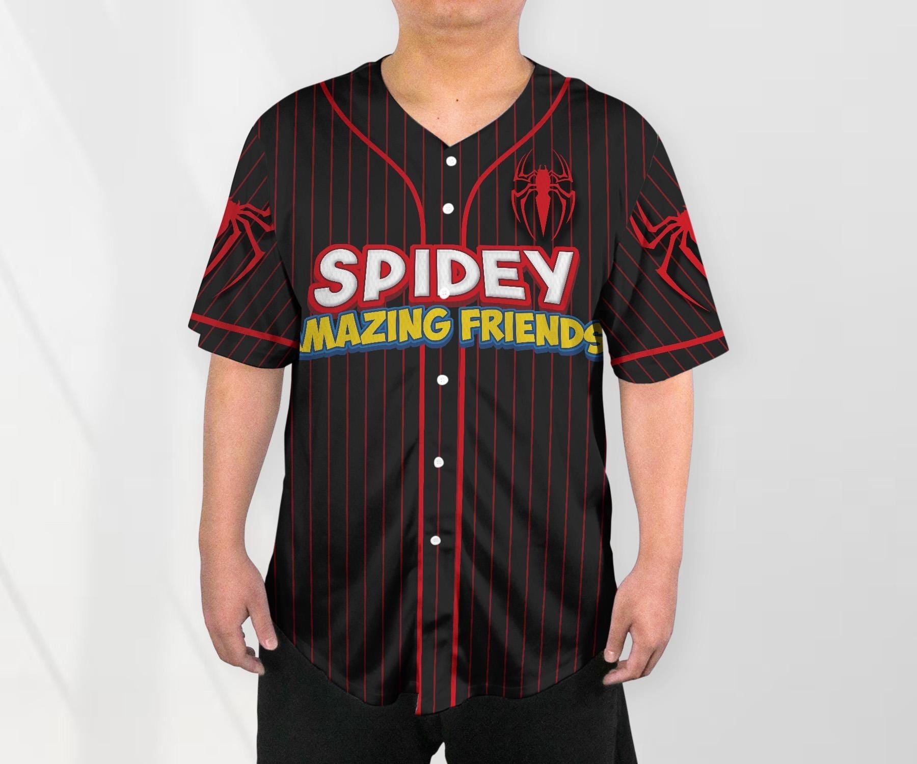 Spidey And His Amazing Friends Funny Spider Verse Baseball Jersey Team Cartoon Jersey Shirt Gift baseball jersey product view 2