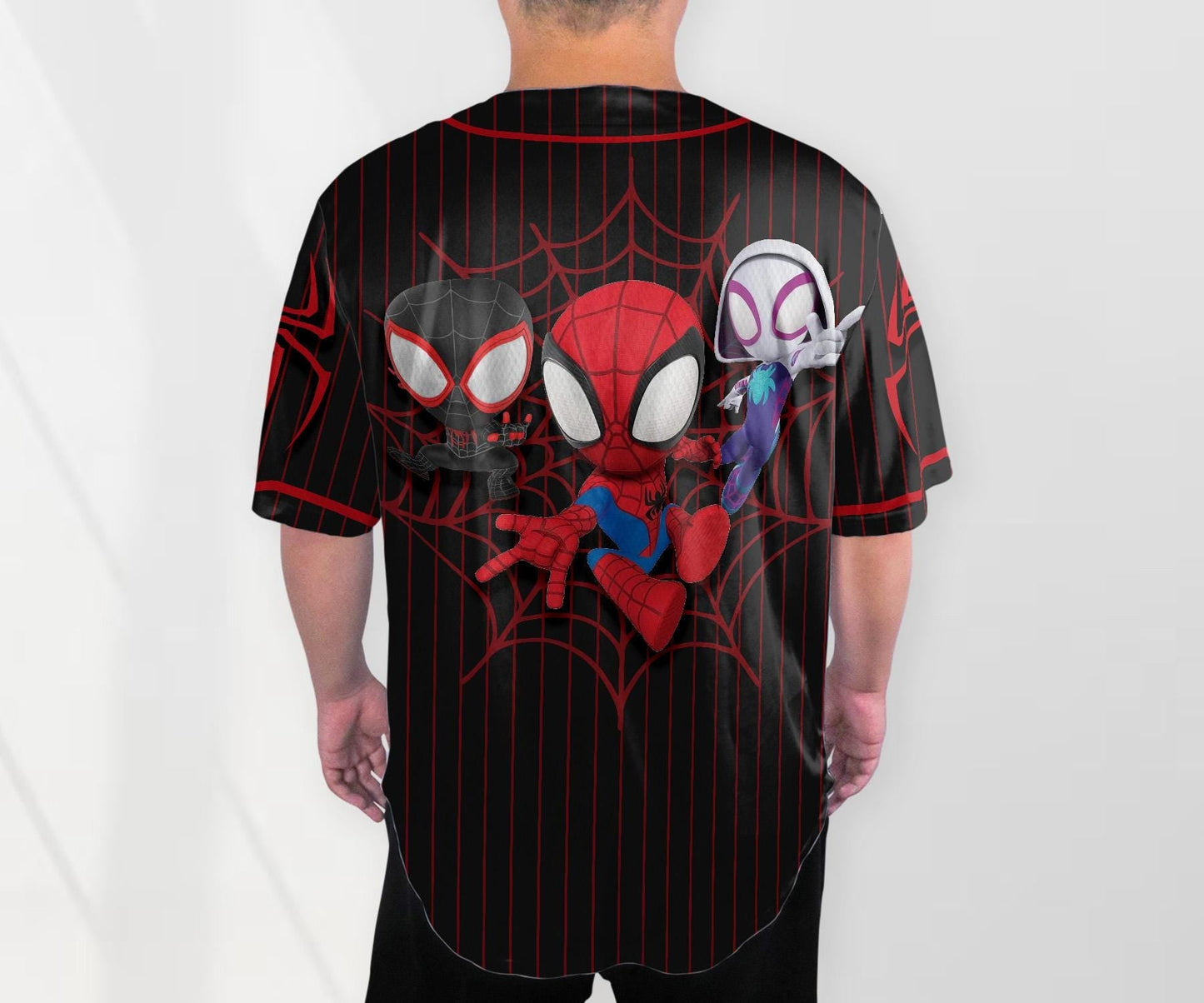 Spidey And His Amazing Friends Funny Spider Verse Baseball Jersey Team Cartoon Jersey Shirt Gift baseball jersey product view 3