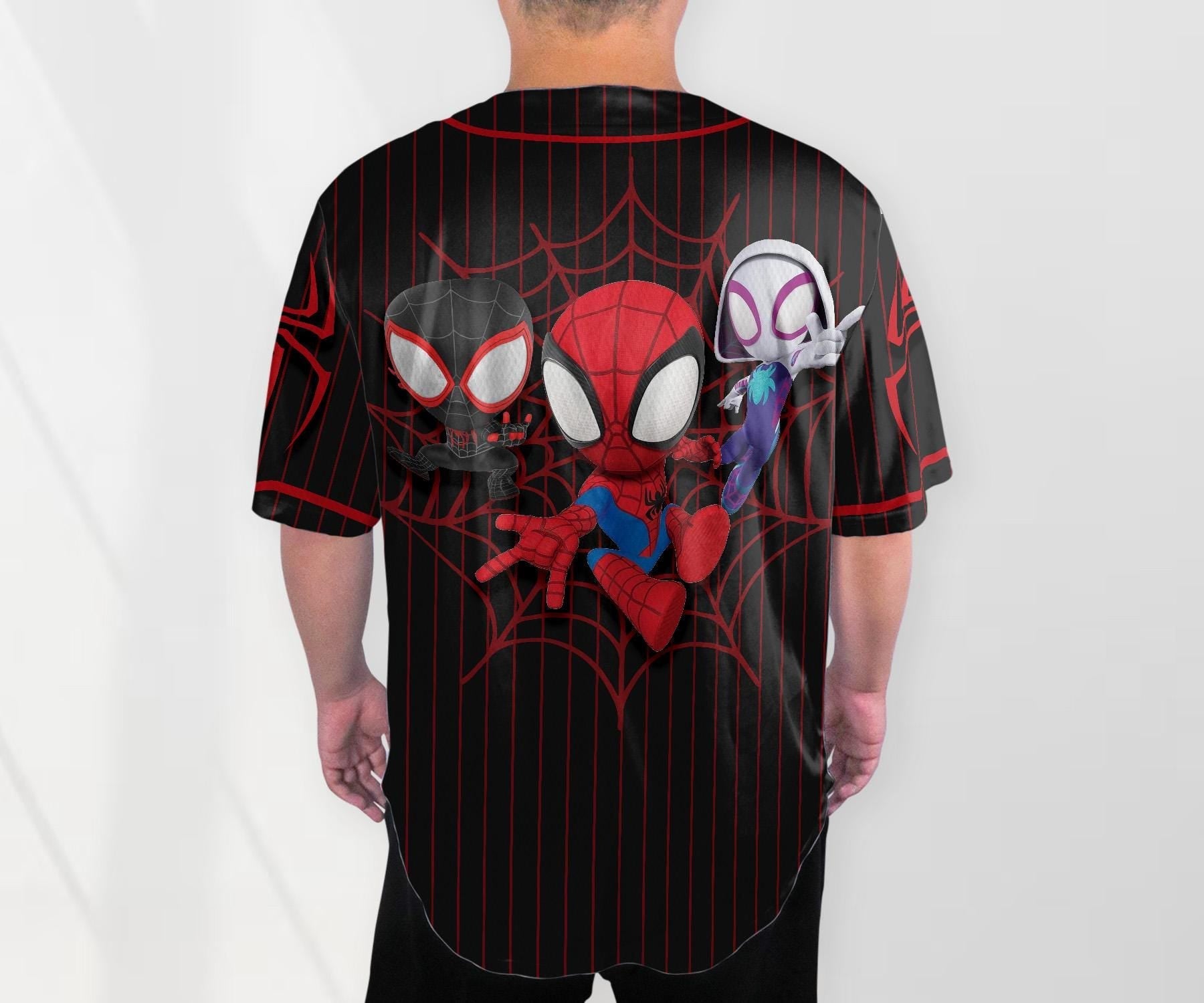 Spidey And His Amazing Friends Funny Spider Verse Baseball Jersey Team Cartoon Jersey Shirt Gift baseball jersey product view 3