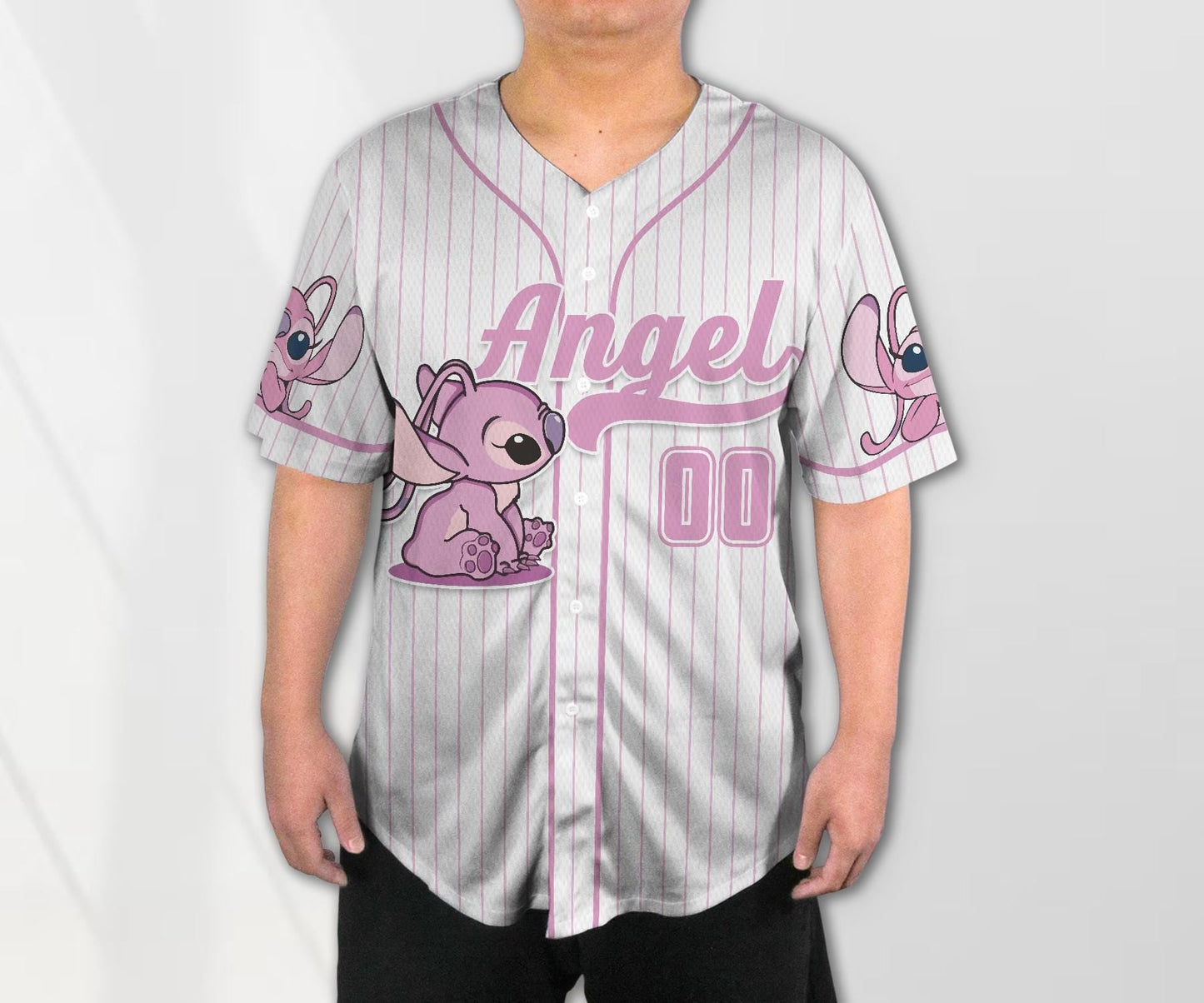 Personalized Angel Baseball Shirt Custom Name Jersey Cartoon Birthday Gift baseball jersey product view 1