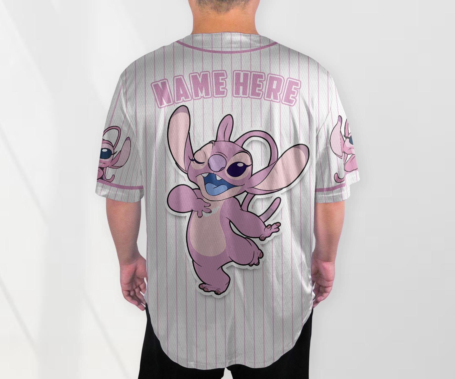 Personalized Angel Baseball Shirt Custom Name Jersey Cartoon Birthday Gift baseball jersey product view 3