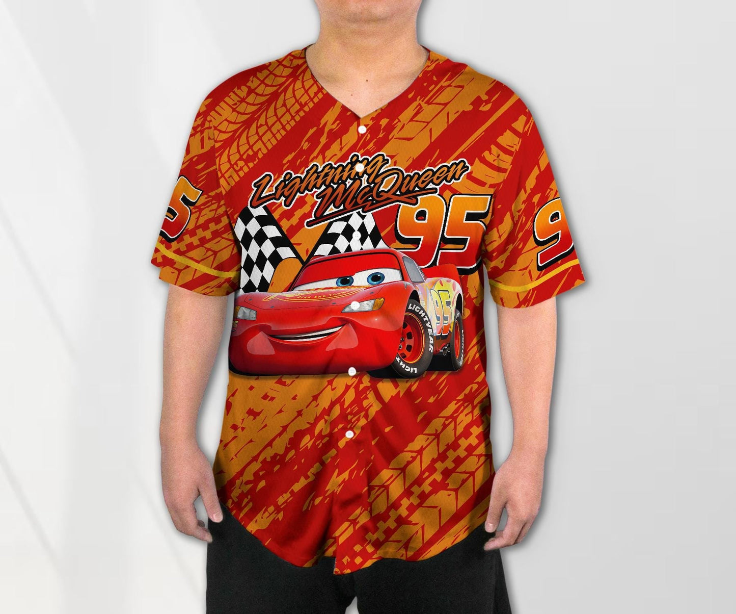 Cars Lightning Mcqueen Baseball Jersey Team Jersey Collection Cars Cartoon Gift Animation Jersey Shirt Gifts baseball jersey product view 2