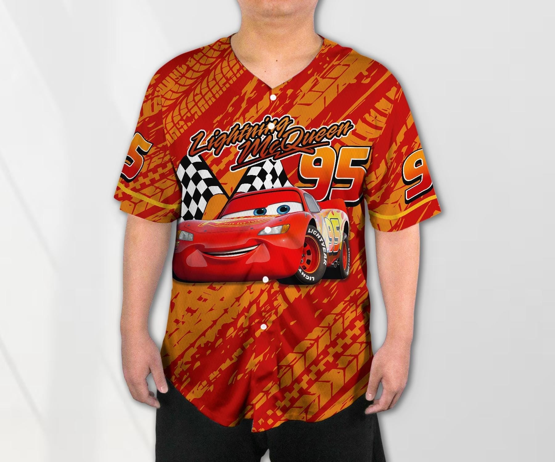 Cars Lightning Mcqueen Baseball Jersey Team Jersey Collection Cars Cartoon Gift Animation Jersey Shirt Gifts baseball jersey product view 2