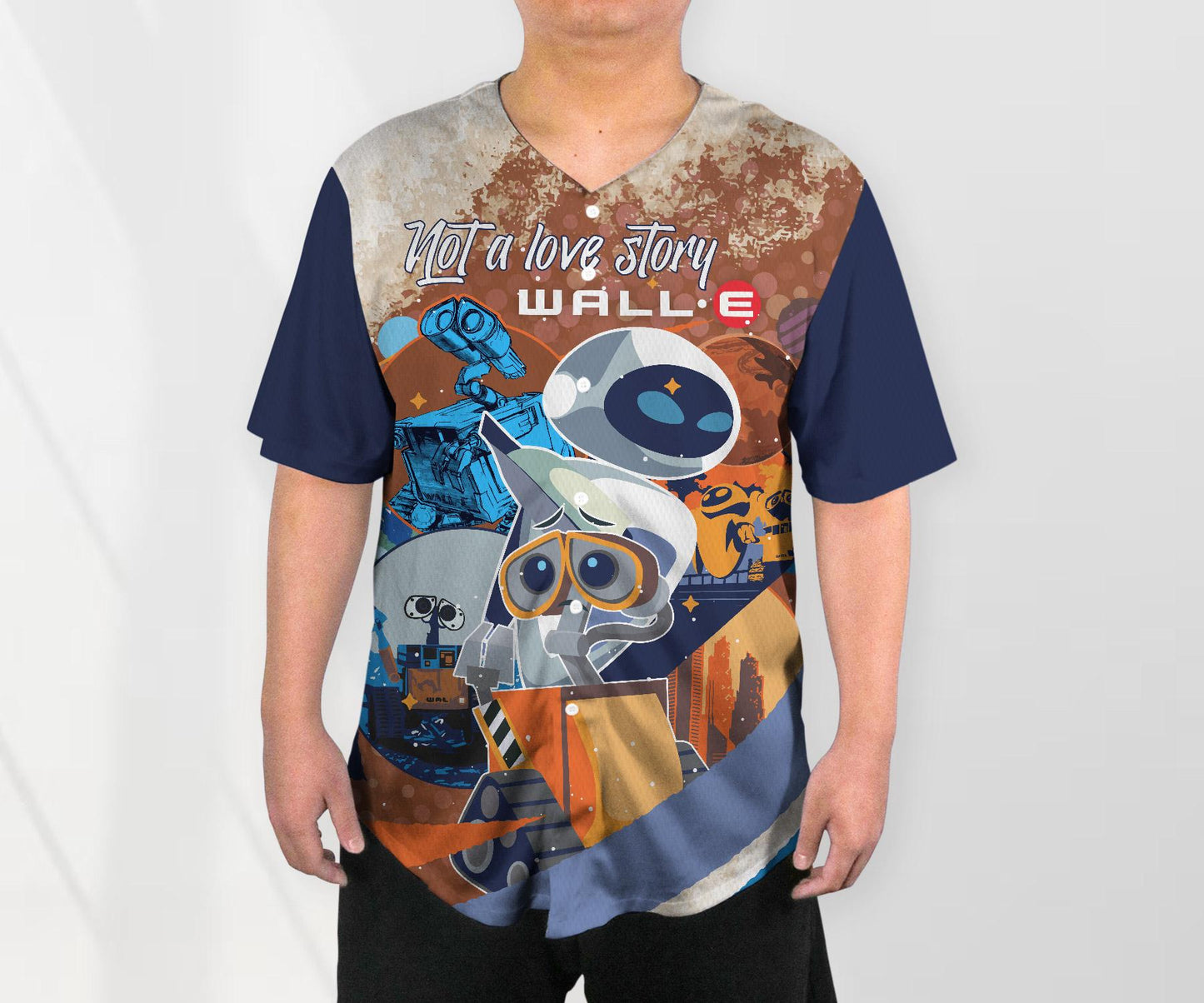 Wall-e Eve Jersey Shirt Cartoon Baseball Jersey Birthday Gifts baseball jersey product view 2