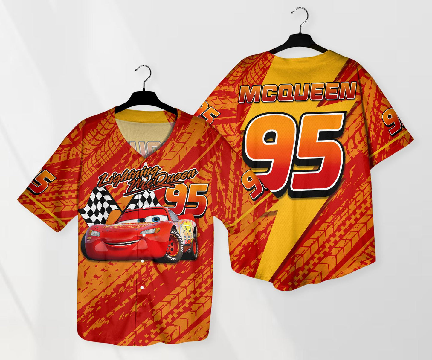Cars Lightning Mcqueen Baseball Jersey Team Jersey Collection Cars Cartoon Gift Animation Jersey Shirt Gifts baseball jersey product view 1