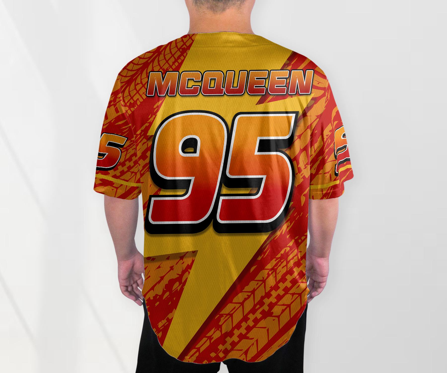 Cars Lightning Mcqueen Baseball Jersey Team Jersey Collection Cars Cartoon Gift Animation Jersey Shirt Gifts baseball jersey product view 3