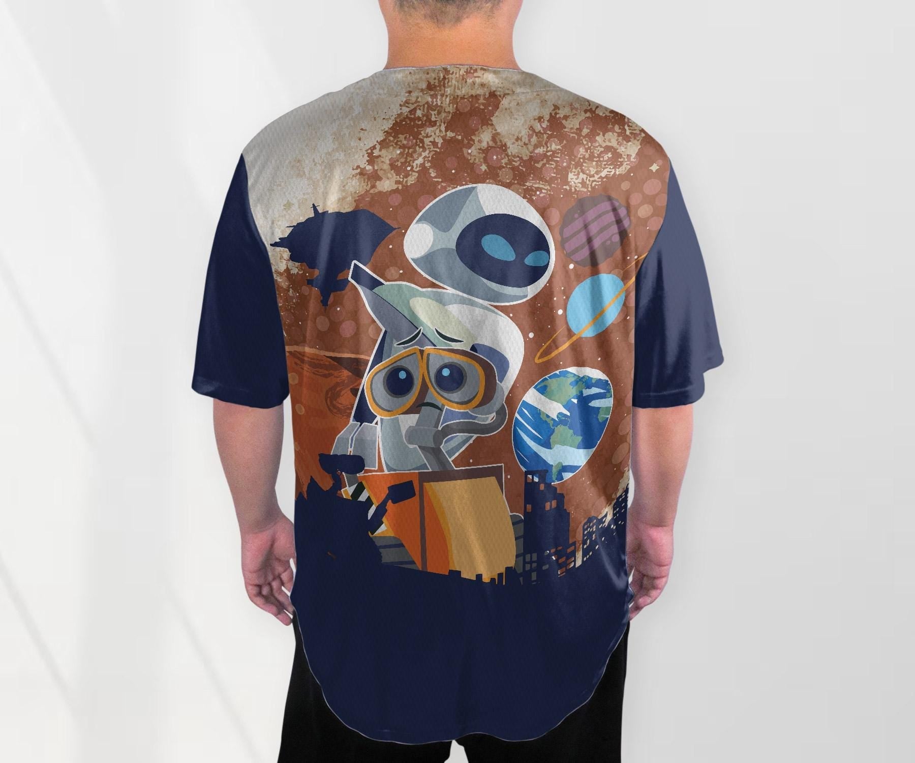 Wall-e Eve Jersey Shirt Cartoon Baseball Jersey Birthday Gifts baseball jersey product view 3