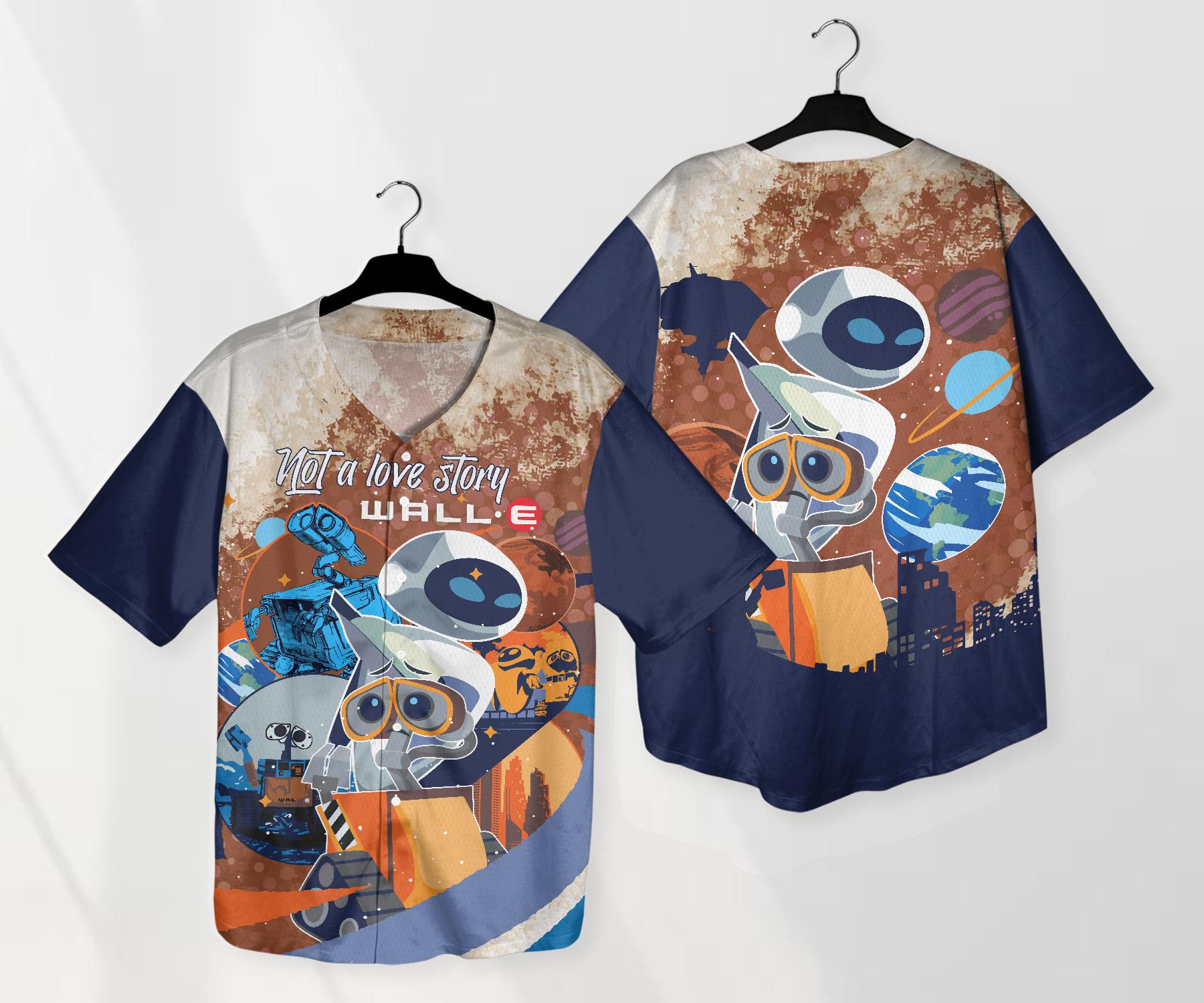 Wall-e Eve Jersey Shirt Cartoon Baseball Jersey Birthday Gifts baseball jersey product view 1