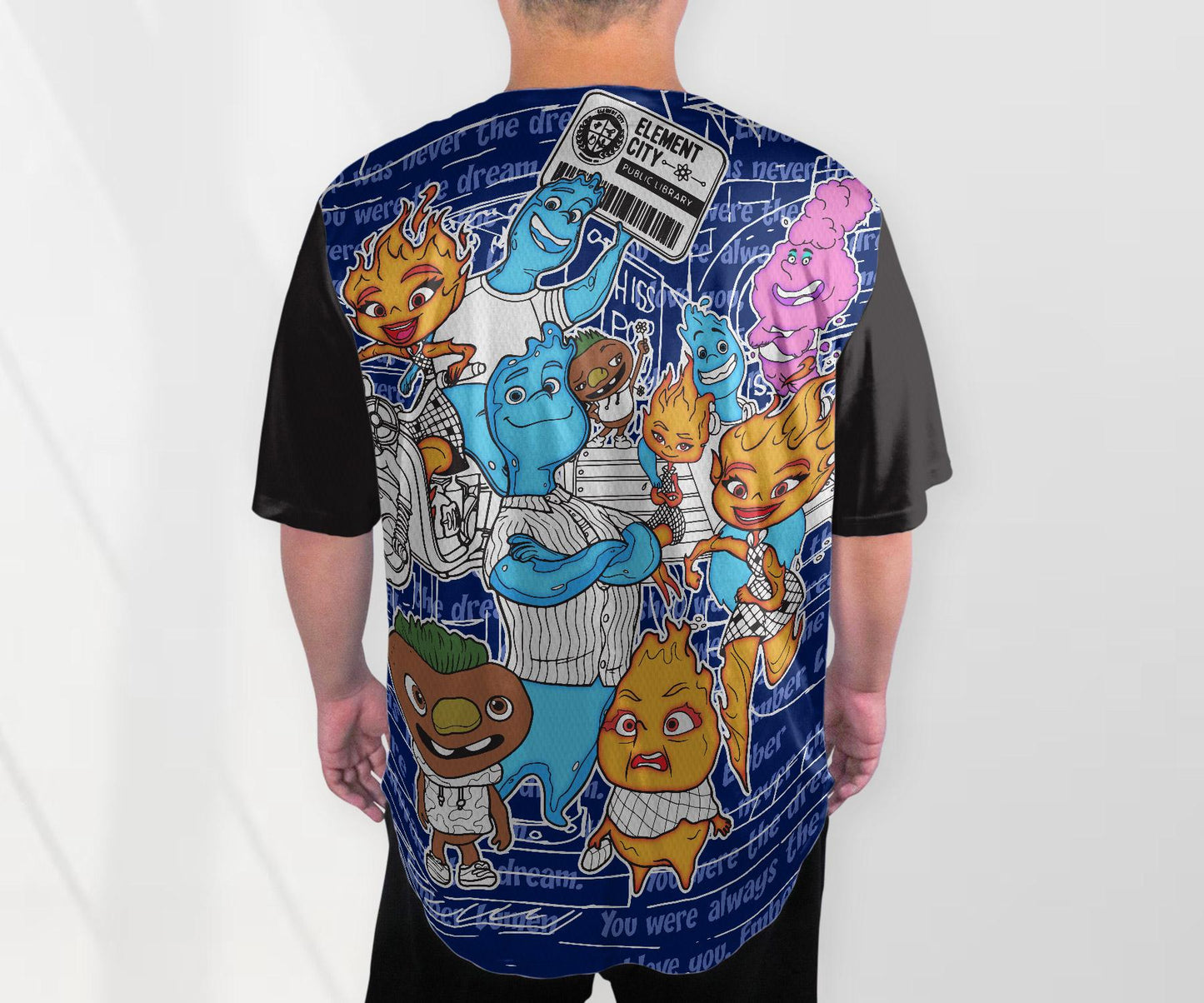 Elemental Baseball Jersey Wade Ember Jersey Cartoon Baseball Shirt Gifts baseball jersey product view 3