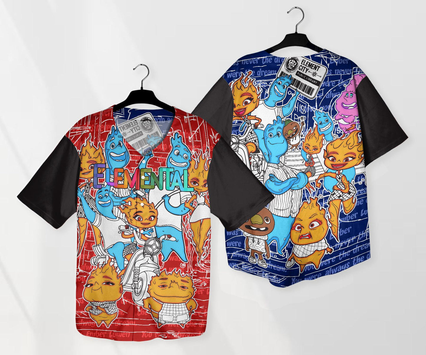 Elemental Baseball Jersey Wade Ember Jersey Cartoon Baseball Shirt Gifts baseball jersey product view 1