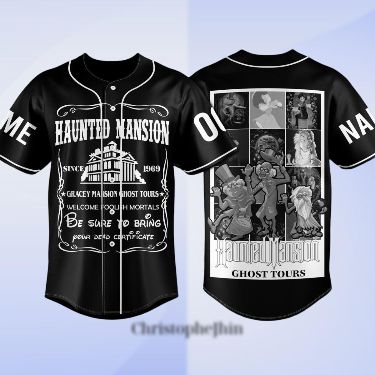Custom Haunted Mansion Baseball Jersey, Vintage Haunted Mansion Jersey Shirt, Haunted Mansion 1969 Shirt, Stretching Room Jersey baseball jersey product view 1