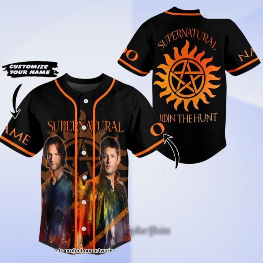 Personalized Supernatural Baseball Jersey, Dean Winchester Jersey Shirt, Winchester Brothers Baseball Jersey, Sam and Dean Jersey Shirt baseball jersey product view 1