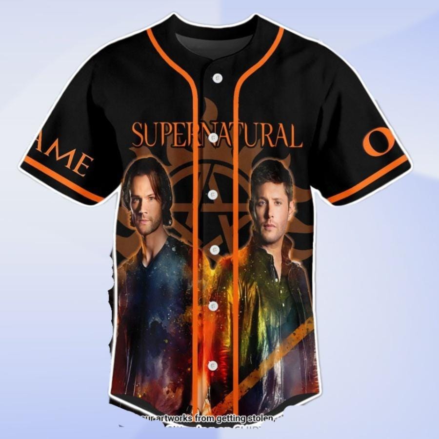 Personalized Supernatural Baseball Jersey, Dean Winchester Jersey Shirt, Winchester Brothers Baseball Jersey, Sam and Dean Jersey Shirt baseball jersey product view 2