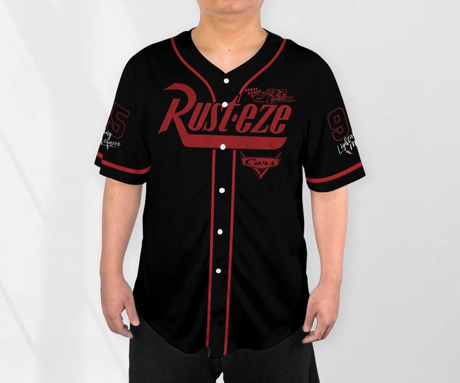 Personalized Mcqueen Baseball Jersey Custom Name Jersey Cars Lightning Jersey Cars Cartoon Shirt Gifts baseball jersey product view 2