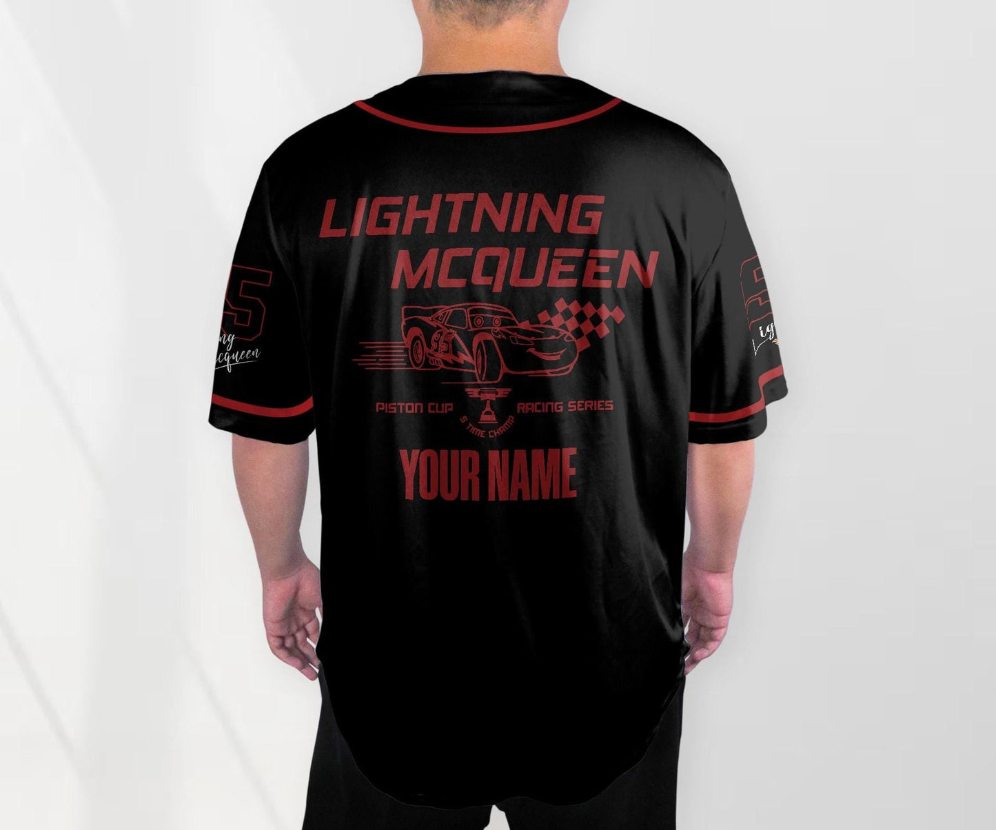 Personalized Mcqueen Baseball Jersey Custom Name Jersey Cars Lightning Jersey Cars Cartoon Shirt Gifts baseball jersey product view 3