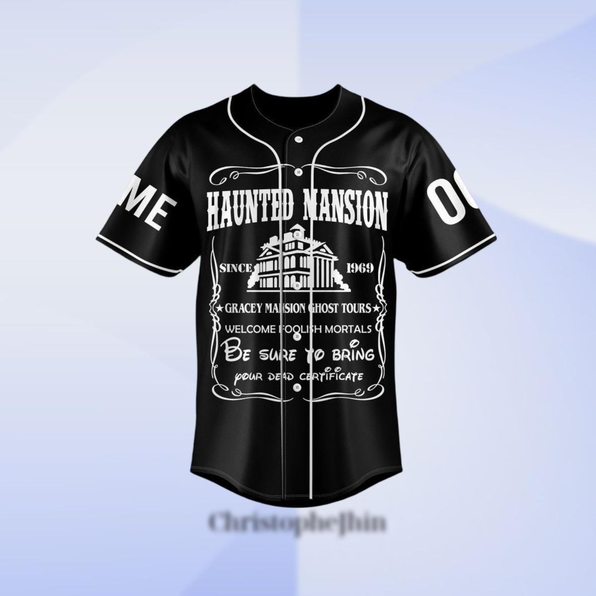 Custom Haunted Mansion Baseball Jersey, Vintage Haunted Mansion Jersey Shirt, Haunted Mansion 1969 Shirt, Stretching Room Jersey baseball jersey product view 2