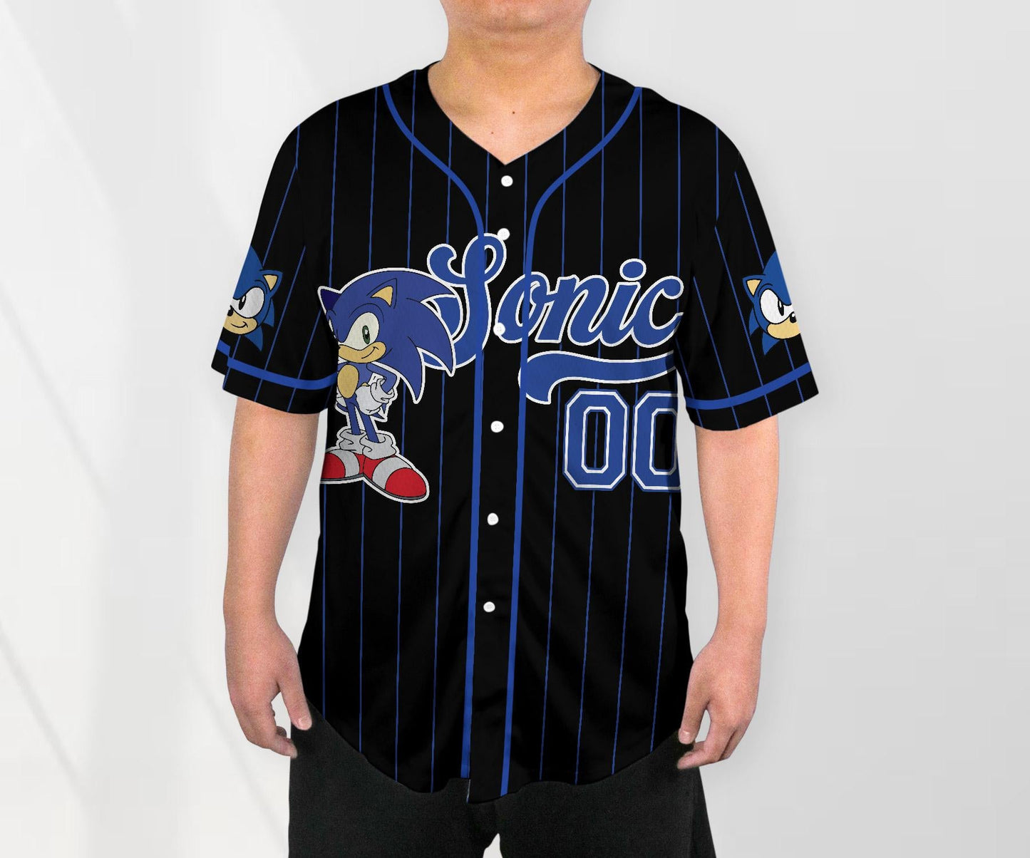 Custom Sonic Jersey Funny Sonic Party Shirt Personalized Sonic Shirt Sonic Baseball Jersey Shirt Gift baseball jersey product view 2