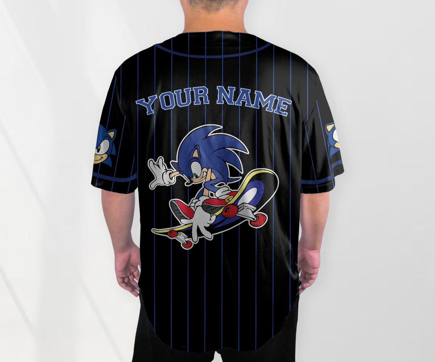 Custom Sonic Jersey Funny Sonic Party Shirt Personalized Sonic Shirt Sonic Baseball Jersey Shirt Gift baseball jersey product view 3