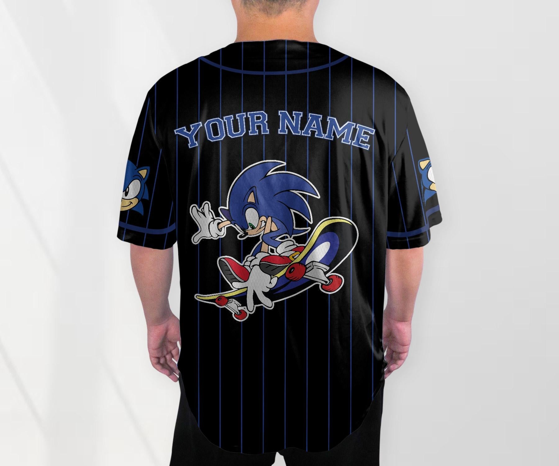 Custom Sonic Jersey Funny Sonic Party Shirt Personalized Sonic Shirt Sonic Baseball Jersey Shirt Gift baseball jersey product view 3