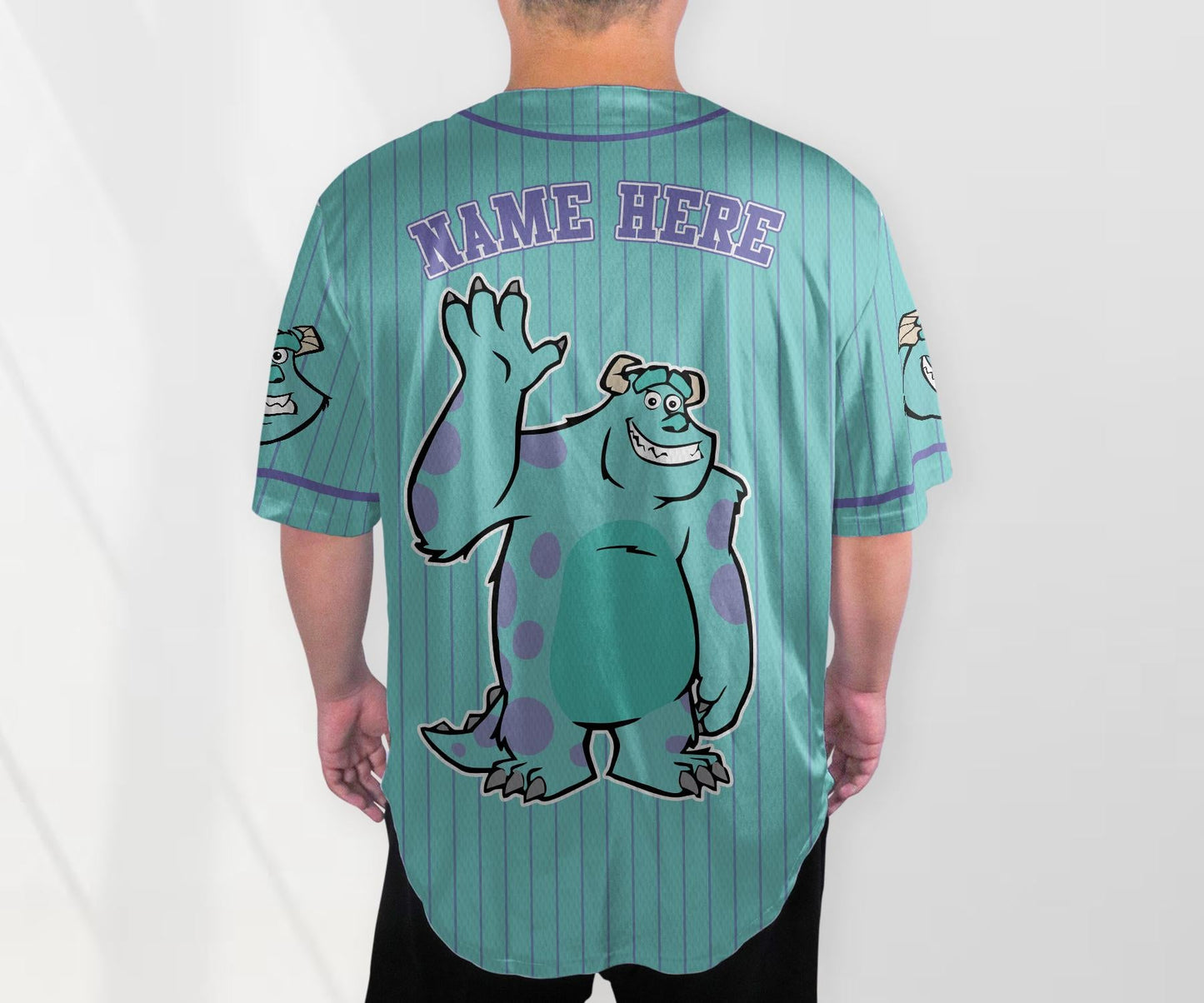 Custom Monster Inc James Sullivan Cyan Simple Baseball Jersey Personalized Baseball Team Jersey Shirt Birthday Gift For Monster Inc Fans baseball jersey product view 3