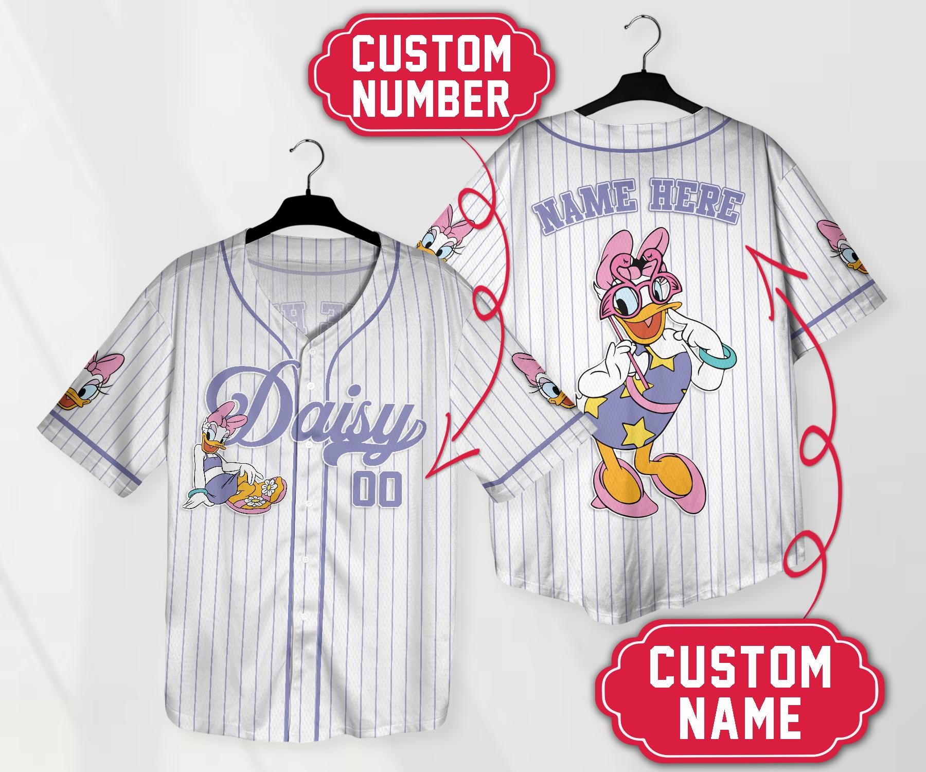 Daisy Baseball Jersey Shirt Personalized Daisy Duck Shirt Custom Baseball Jersey Shirt Gifts baseball jersey product view 1
