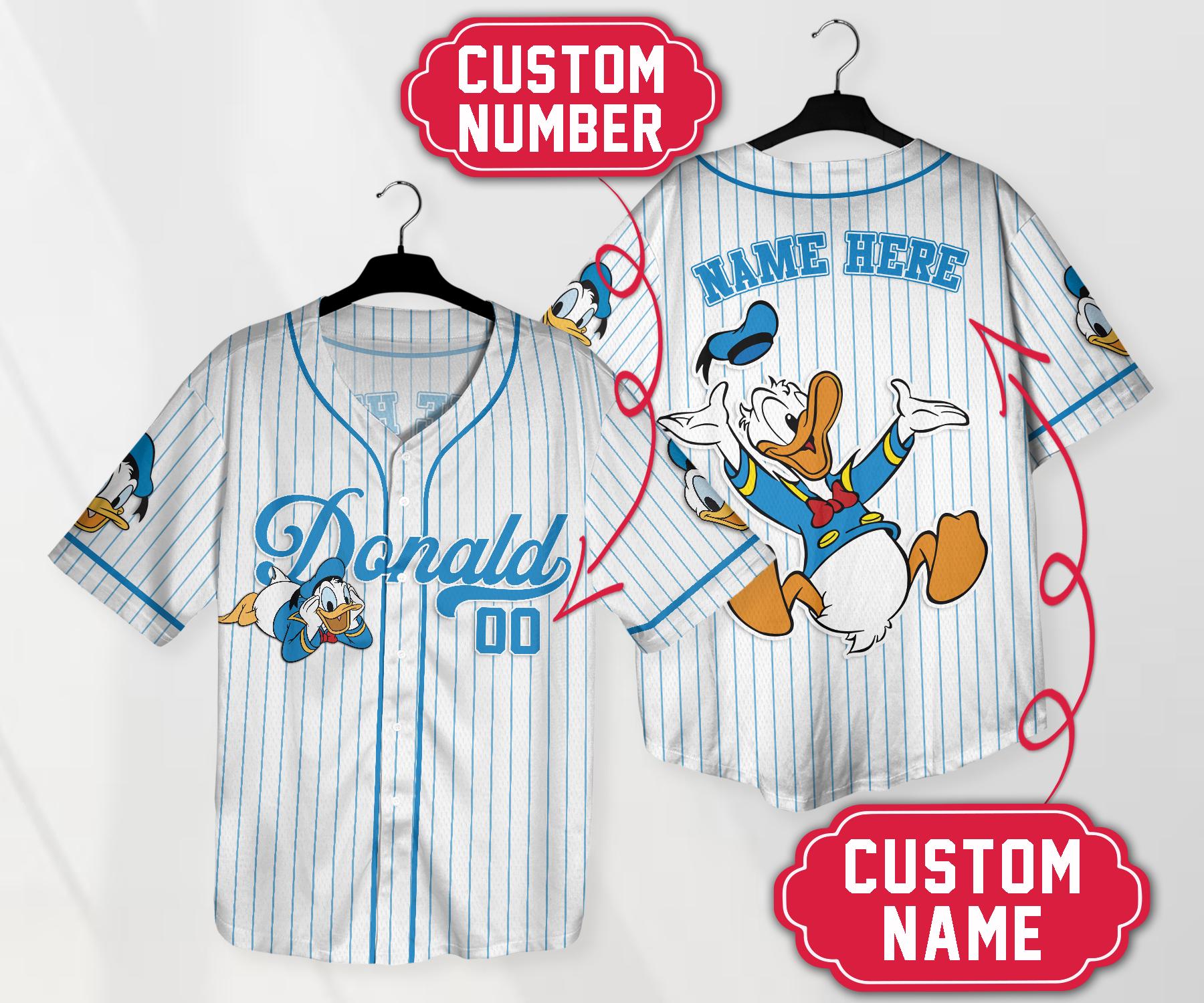 Personalized Donald Duck Baseball Jersey Shirt Magic Kingdom Shirt Custom Donald Duck Shirt Gifts baseball jersey product view 1