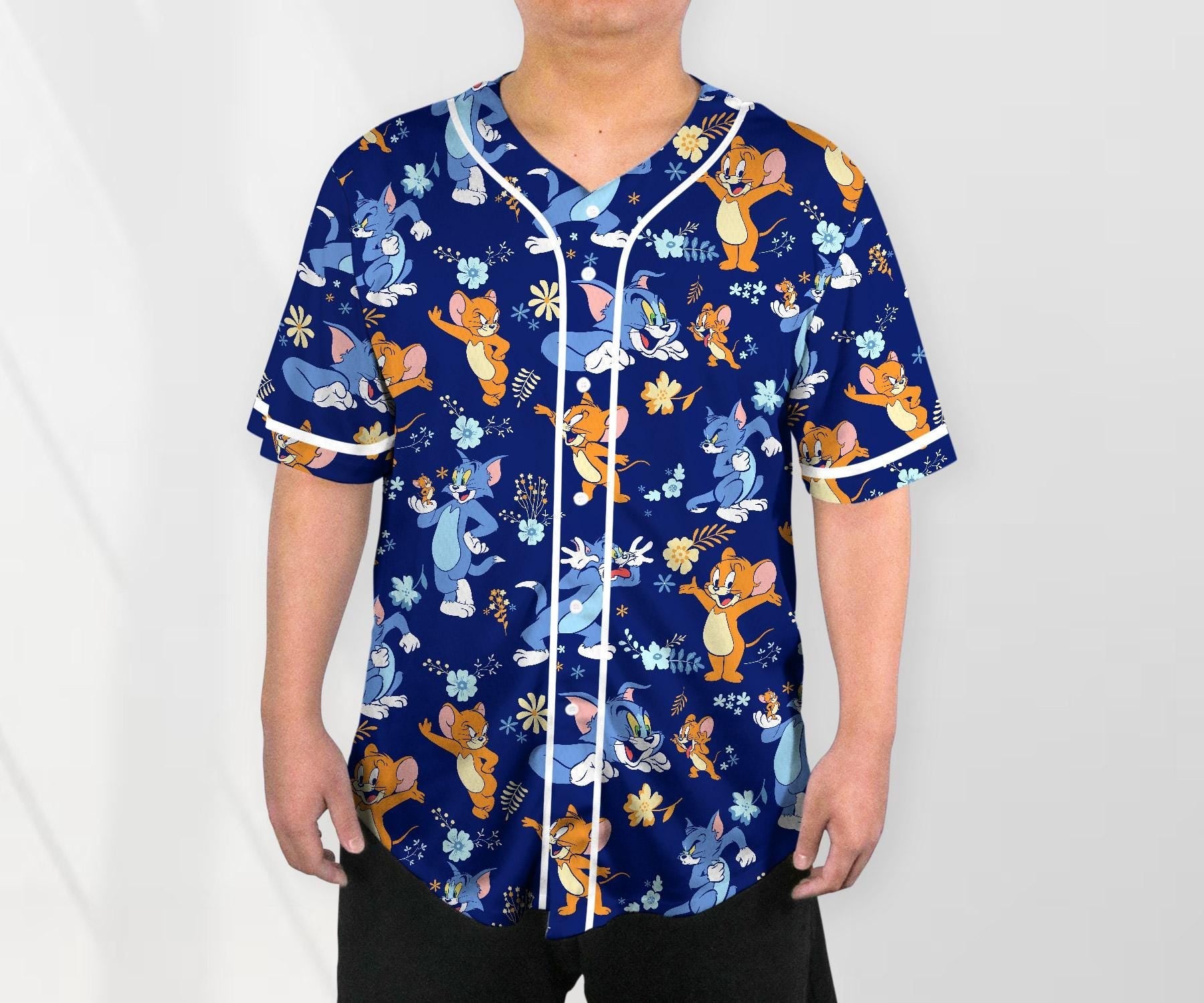 Tom And Jerry Jersey Jerry Baseball Jersey Shirt Funny Jersey Shirt Tom Shirt Gifts baseball jersey product view 2