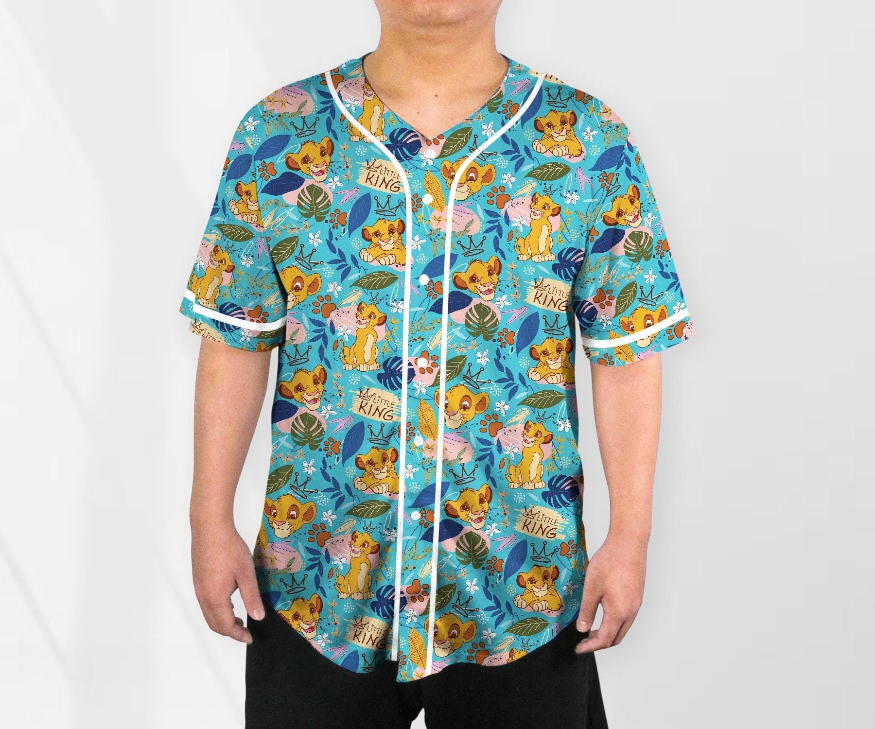 Simba Jersey Shirt The Lion King Baseball Jersey Shirt Funny Jersey Shirt Summer Tropical Shirt Simba Shirt Gifts baseball jersey product view 2
