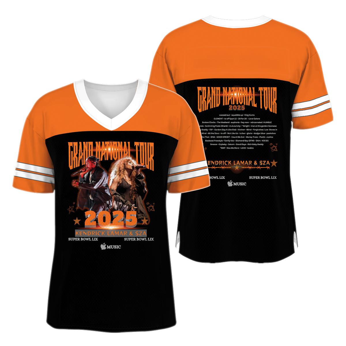 Kend-rick Lamar & S-ZA 2025 Grand National Tour Jersey, Ken-drick Lamar Shirt, S-ZA Shirt sports jersey product view 3