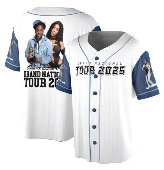 Vintage Kendrick Lamar and Sza Tour 2025 Jersey, Music Concert Jersey, Heavyweight Hoodie, Unisex Apparel, Gift for him Gift for her. sports jersey product view 2