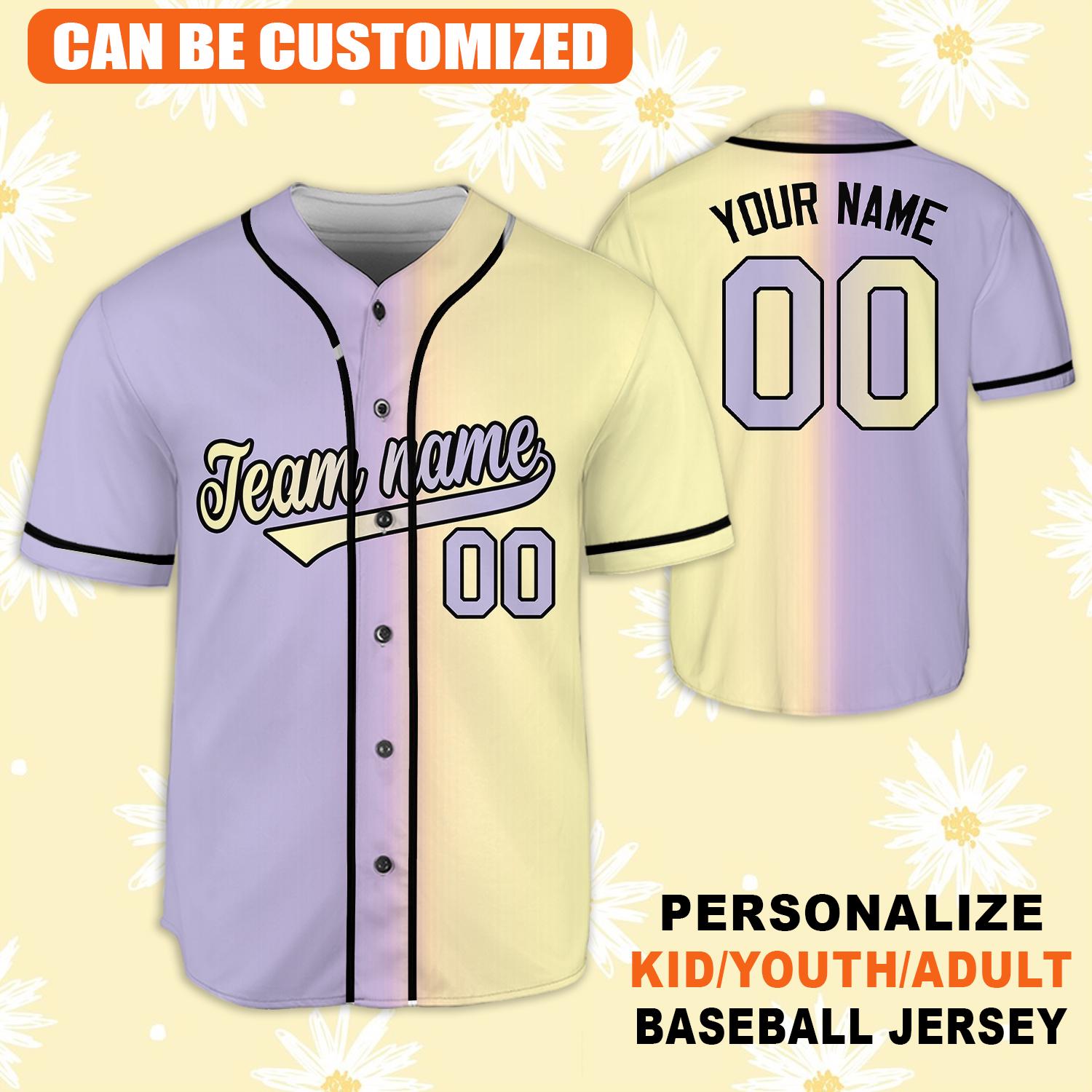 Custom Pastel Baseball Jersey, Personalized Name & Number Shirt, Matching Family Team Jersey, Youth Adult Kid Sports Uniform Gift baseball jersey product view 3