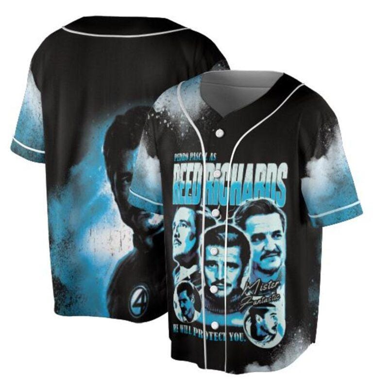 Reed Richards Jersey ,Mister Fantastic tee, Fantastic Four First Steps Shirt , Pedro Pascal Shirt sports jersey product view 2