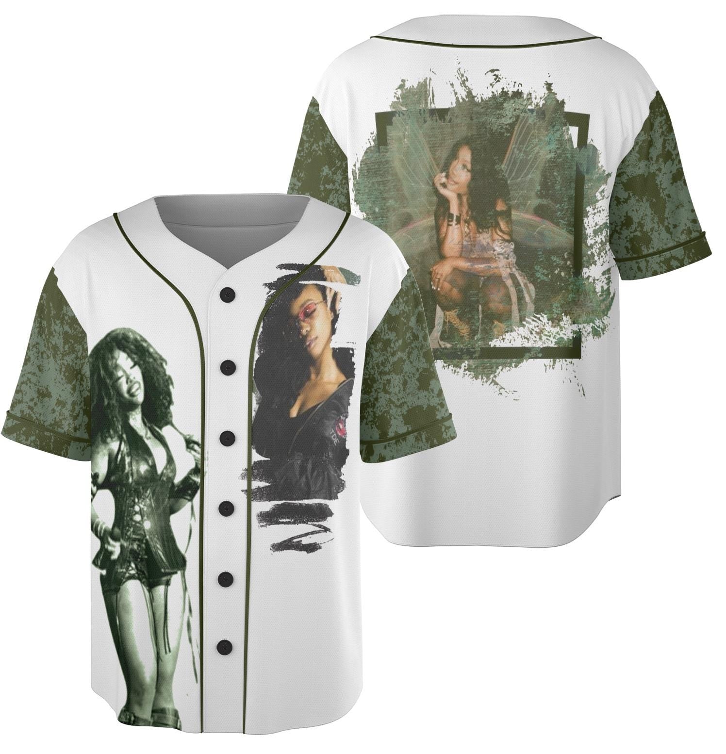 SZA SOS Retro Aesthetic Baseball Jersey, Vintage-Washed SZA Jersey, R&B Tour Graphic Tee baseball jersey product view 2