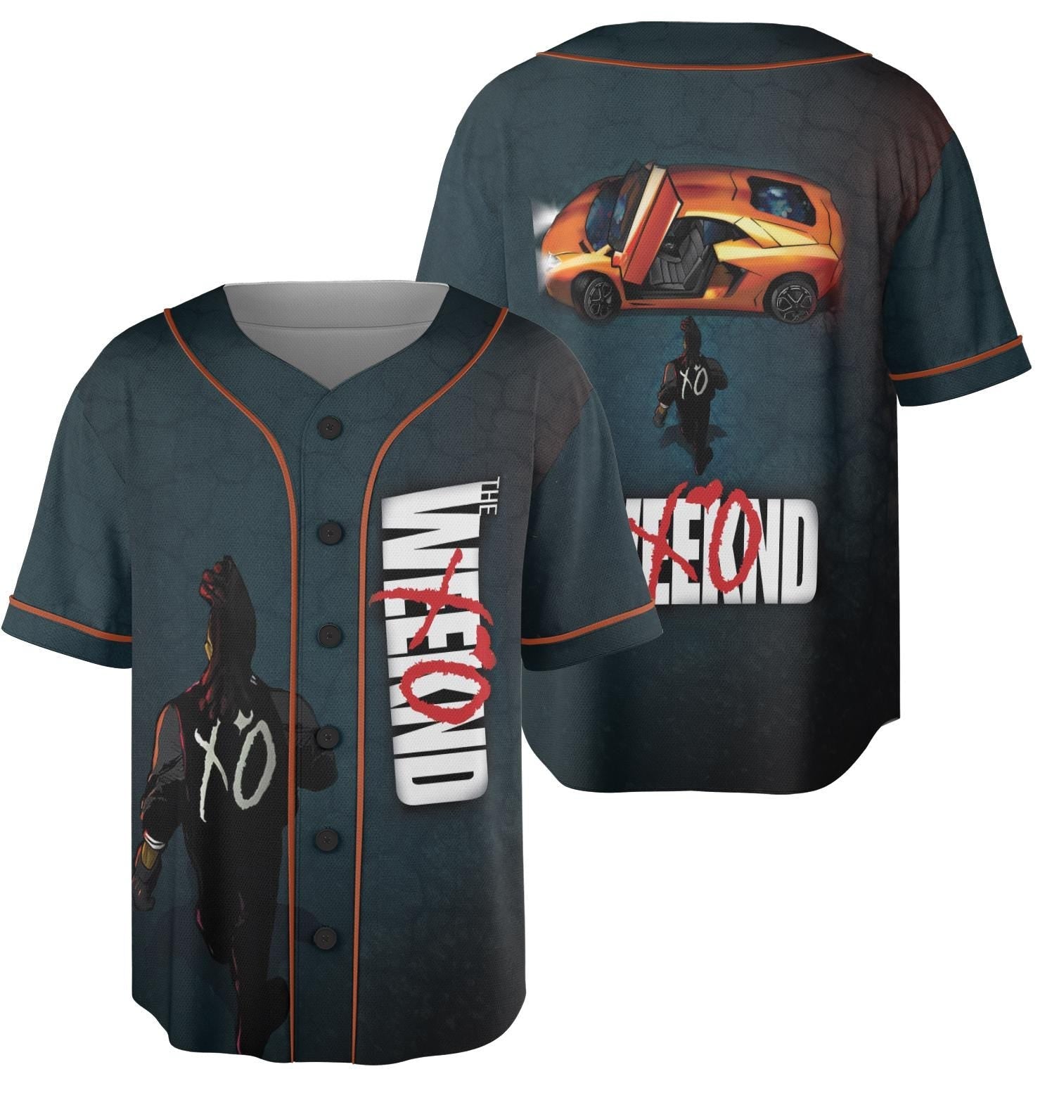 Starboy-Inspired Anime Baseball Jersey, Lamborghini The Weeknd Jersey, High GSM Apparel, Perfect Gift for Music and Street Culture Fans baseball jersey product view 2