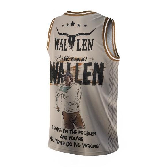 Morgan Wallen I’m The Problem Tour 2025 Basketball Jersey basketball jersey product view 2