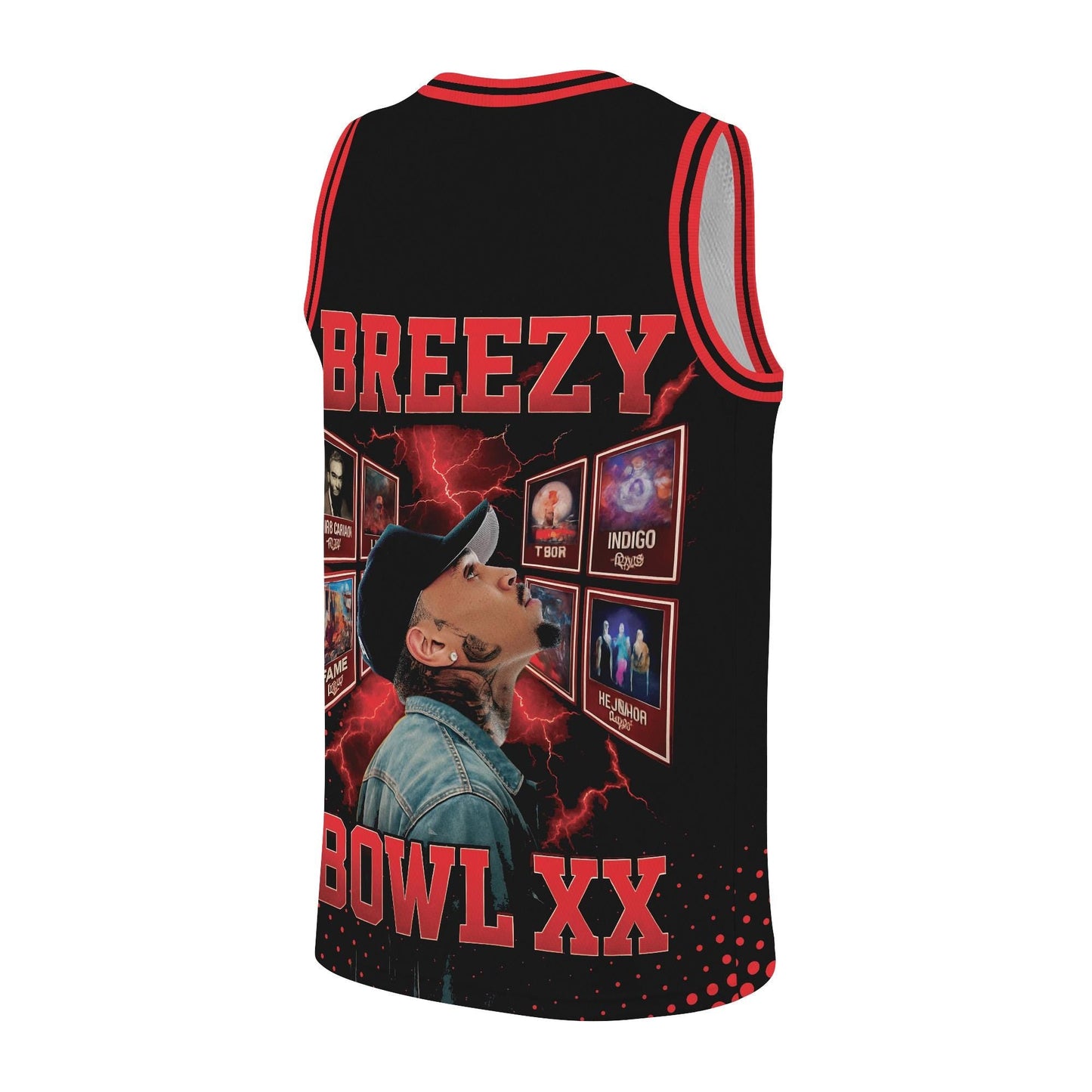 Chris Brown Breezy Bowl Tour Baseketball Jersey sports jersey product view 2