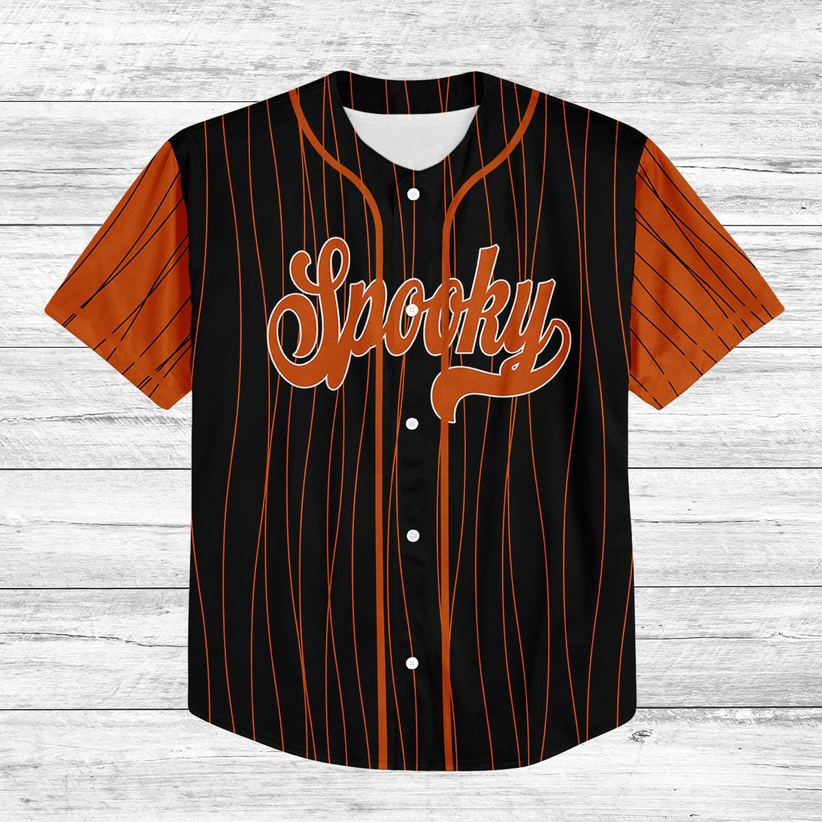 Custom Spooky Baseball Jersey, Halloween Jersey Shirt, Kids Youth Adult Matching Halloween Outfit, October 31 Costume Jersey Tee baseball jersey product view 2