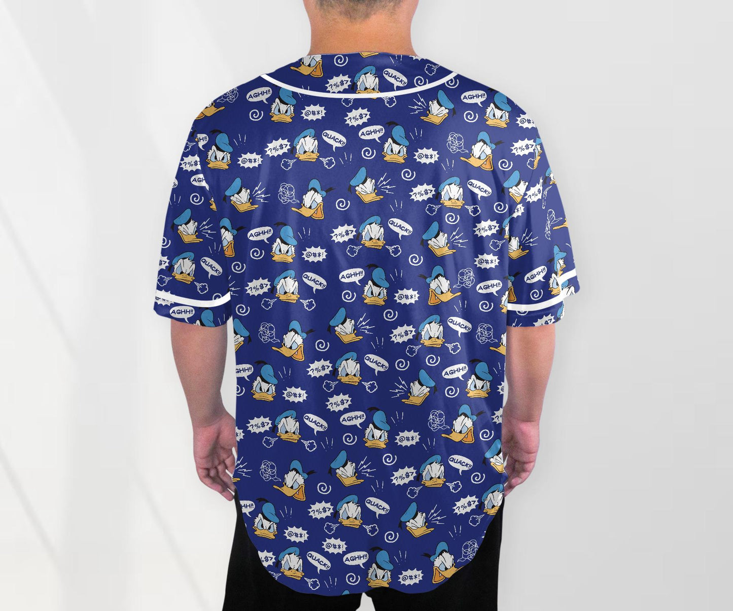 Donald Baseball Jersey Shirt, Funny Duck Button Up Shirt, Comic Style Jersey Gift for Adults, Unisex Cartoon Jersey baseball jersey product view 3