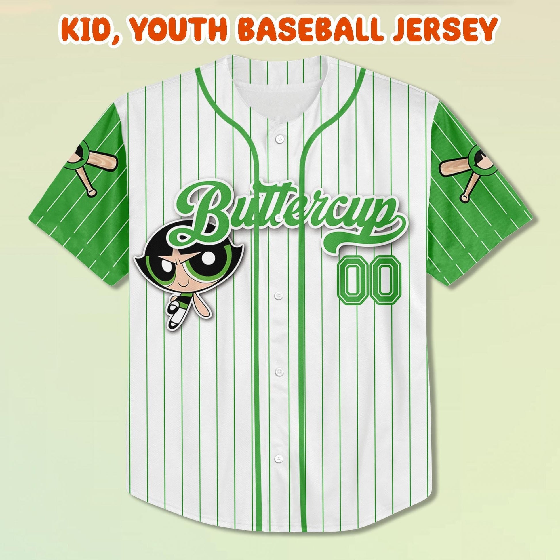 Custom Buttercup Baseball Jersey, Kid Youth Adult Jersey, Personalized Name Number Shirt, Power Cartoon Team Jersey, Gift for Fans baseball jersey product view 2