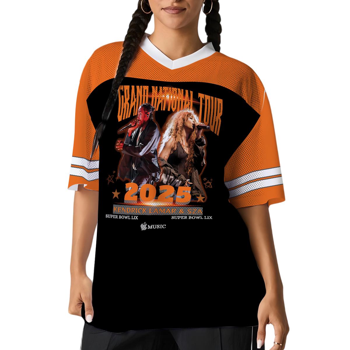 Kend-rick Lamar & S-ZA 2025 Grand National Tour Jersey, Ken-drick Lamar Shirt, S-ZA Shirt sports jersey product view 1