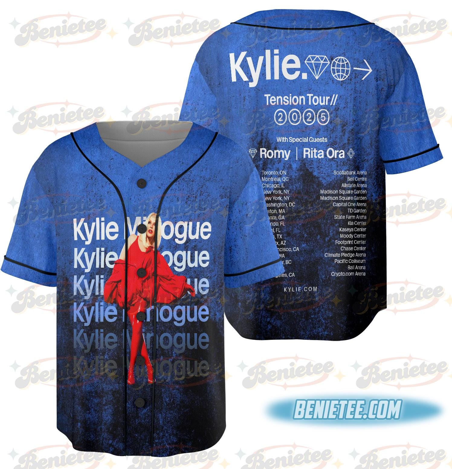 2025 Kylie Minogue Tension World Tour Baseball Jersey baseball jersey product view 1