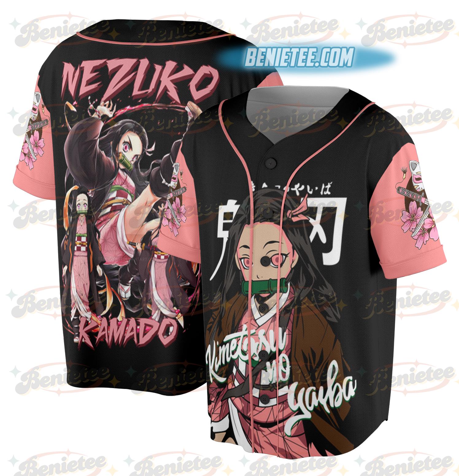 Nezuko Kamado Jersey, Nezuko Kamado Jersey, Nezuko Kamado T-Shirt, Anime Graphic sports jersey product view 1