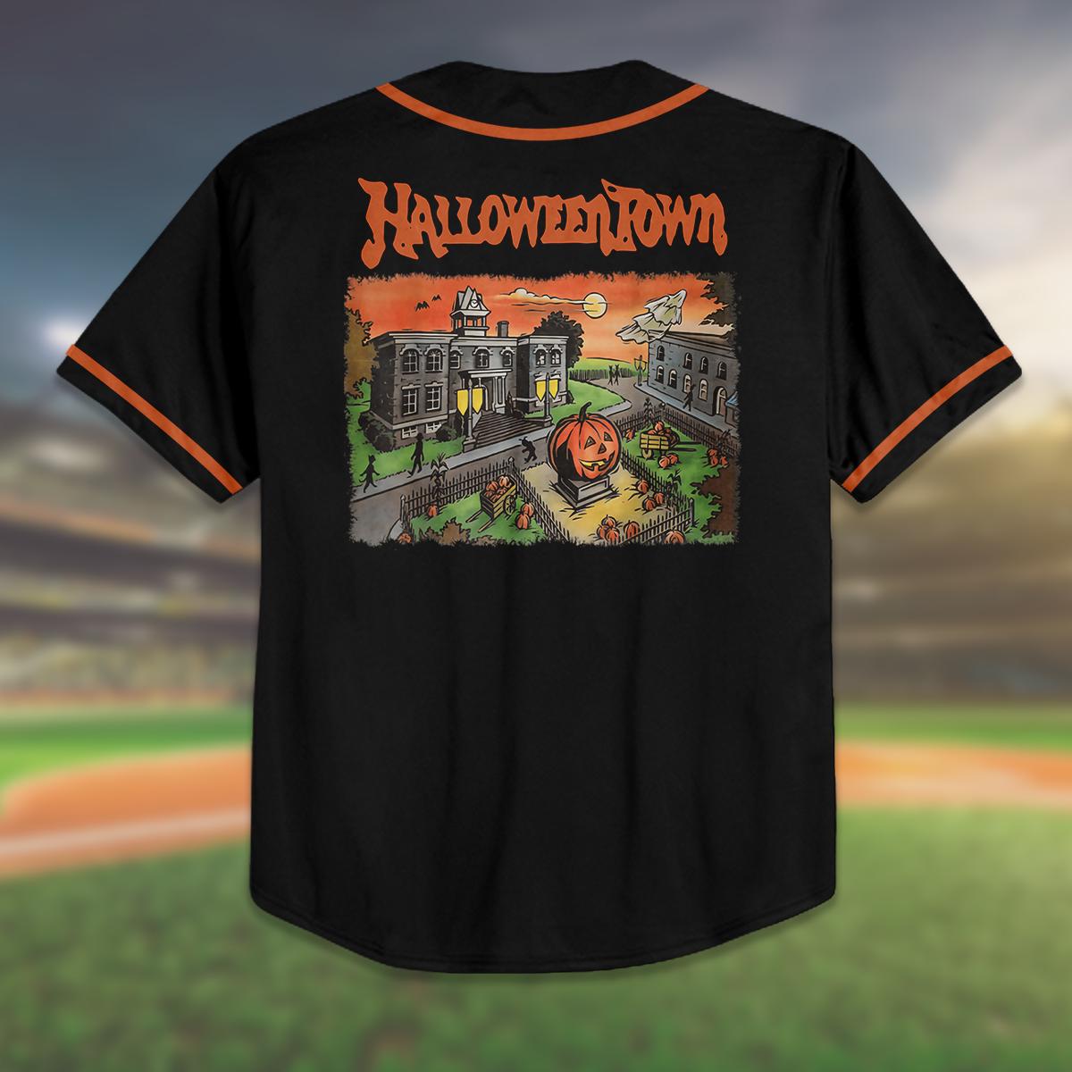 Halloween Town Baseball Jersey, Custom Halloween Shirt, Kid Youth Adult Jersey, Spooky Matching Outfit, Trick or Treat Costume Top baseball jersey product view 3